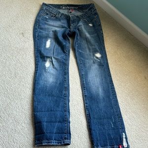 Distressed low cut straight leg jeans - Esprit